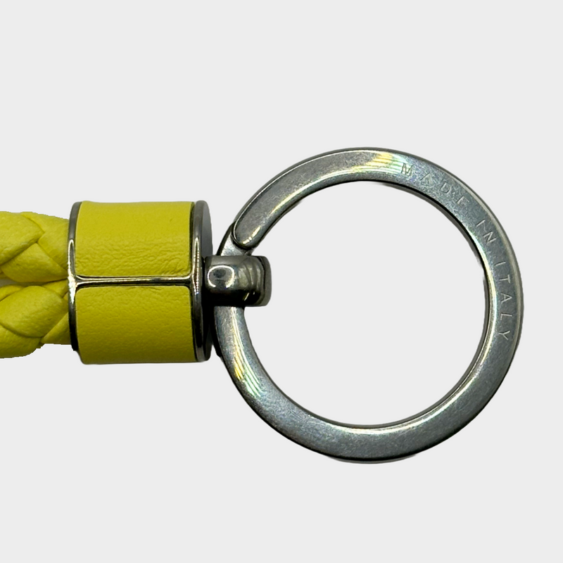 Bottega Veneta yellow leather Intrecciato wave keychain