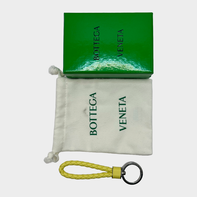 Bottega Veneta yellow leather Intrecciato wave keychain