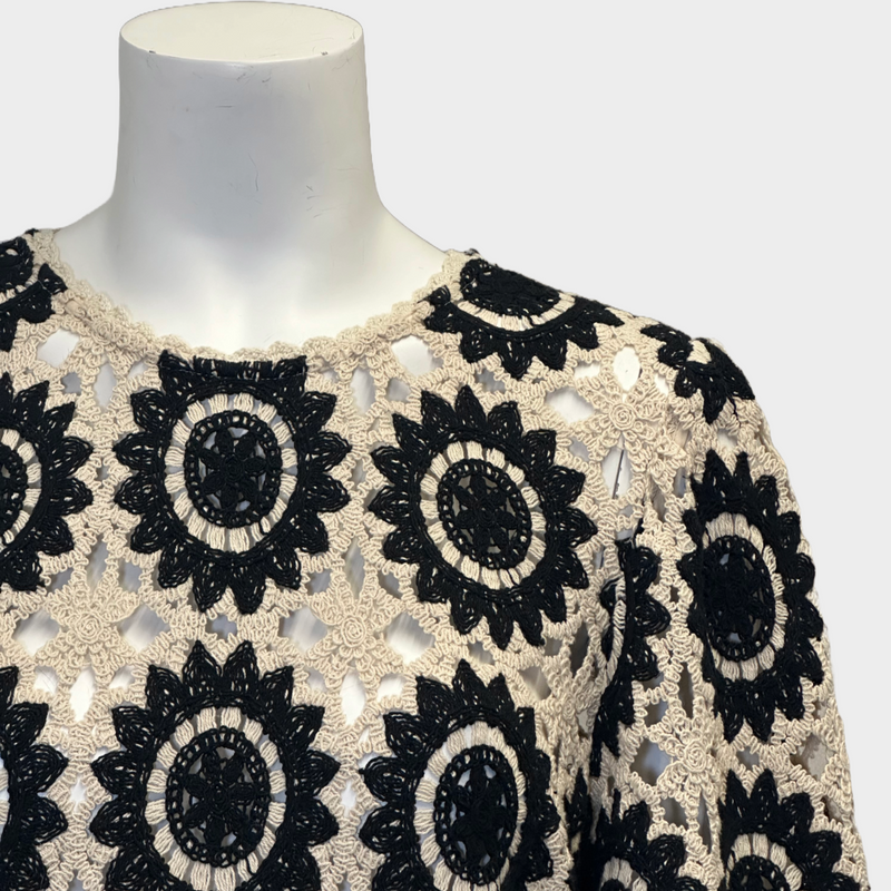 Zimmermann black and ecru crochet Ginger dress