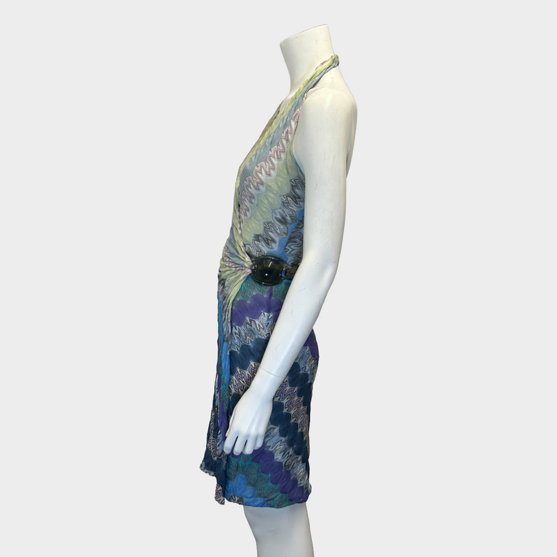 Missoni women's multicolor zigzag knitted wrap dress