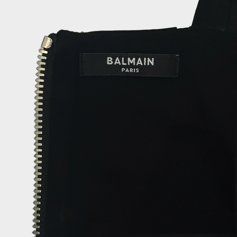 Balmain women's black and white polka-dot viscose cropped corset top