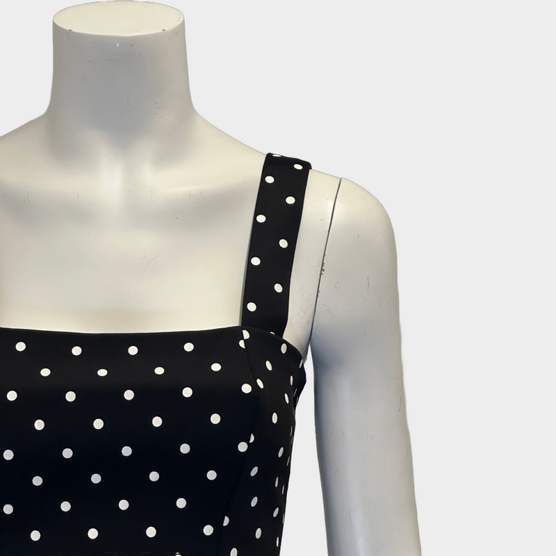 Balmain women's black and white polka-dot viscose cropped corset top