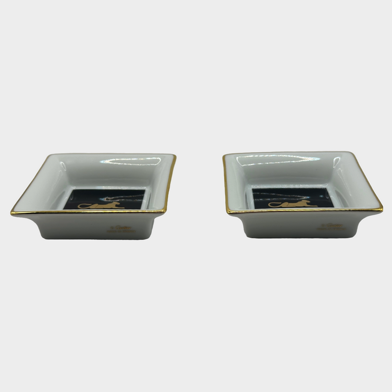 Cartier Set of 2 Porcelain Panthera Ashtrays