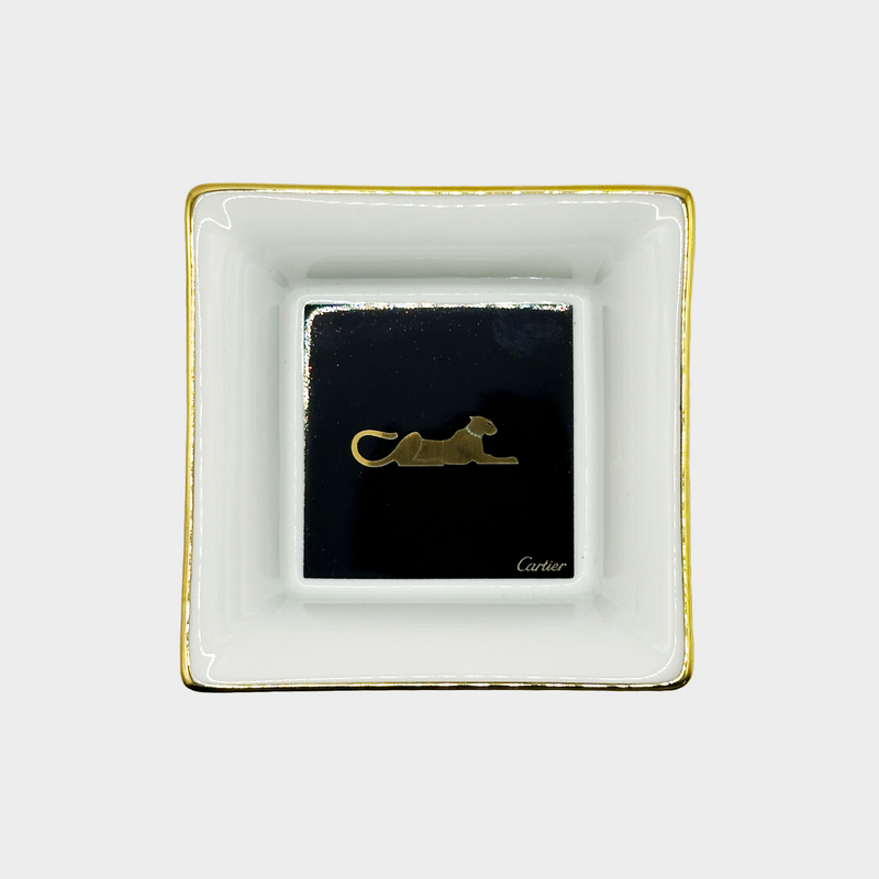 Cartier Set of 2 Porcelain Panthera Ashtrays