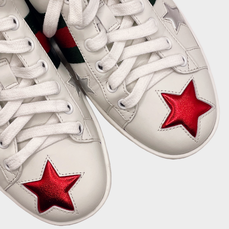 Gucci women's white and multicoloured leather star sneakers