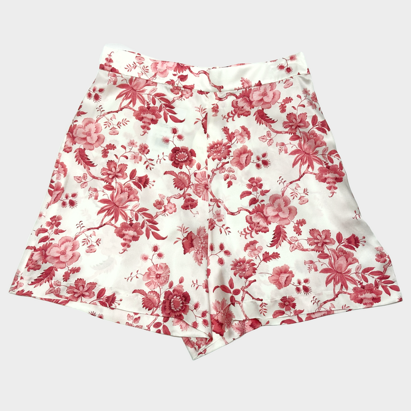 The vampire's Wife white and pink flower print silk shorts