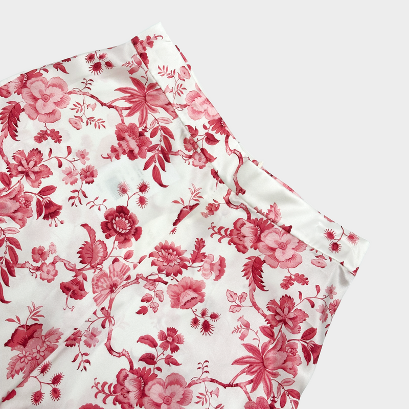 The vampire's Wife white and pink flower print silk shorts