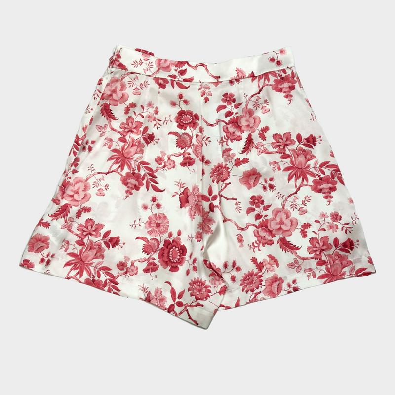 The vampire's Wife white and pink flower print silk shorts