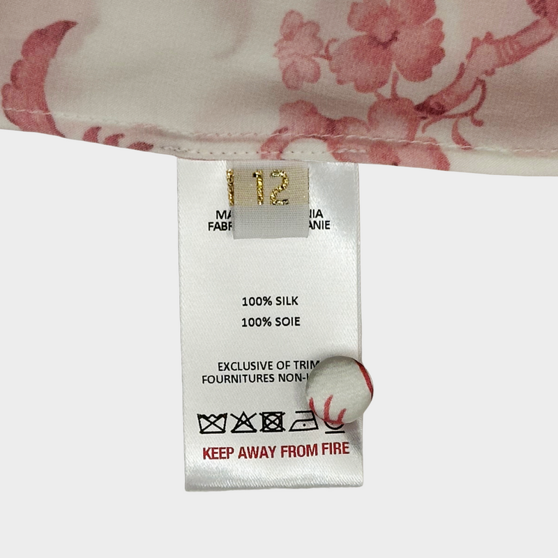 The vampire's Wife white and pink flower print silk shorts