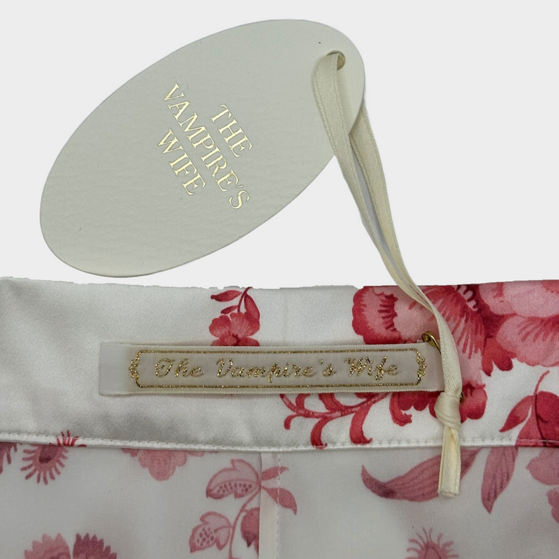 The vampire's Wife white and pink flower print silk shorts
