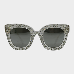Gucci women's clear acetate square sunglasses with star rhinestones embellishments