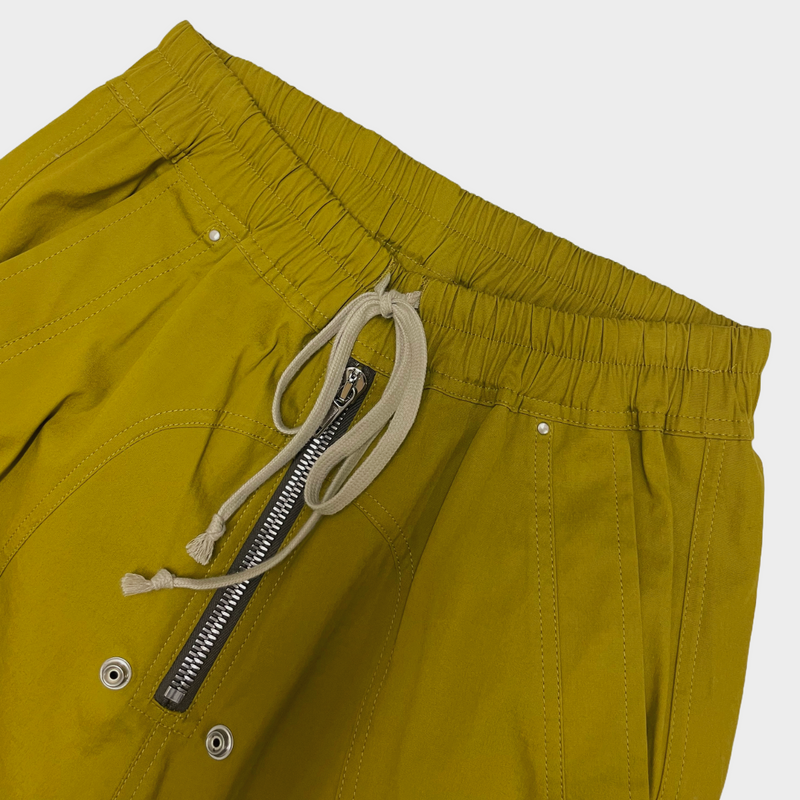 Rick Owens men's mustard cotton Bauhaus cargo trousers