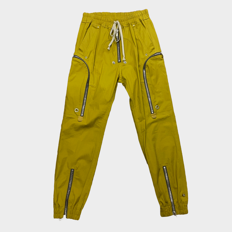 Rick Owens men's mustard cotton Bauhaus cargo trousers