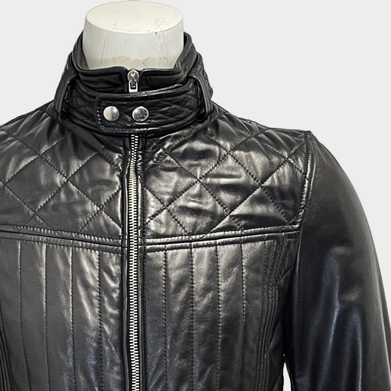 Dolce&Gabbana men's black lambskin leather biker jacket