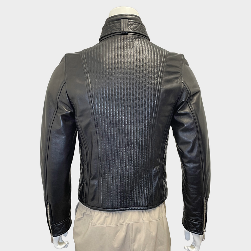 Dolce&Gabbana men's black lambskin leather biker jacket