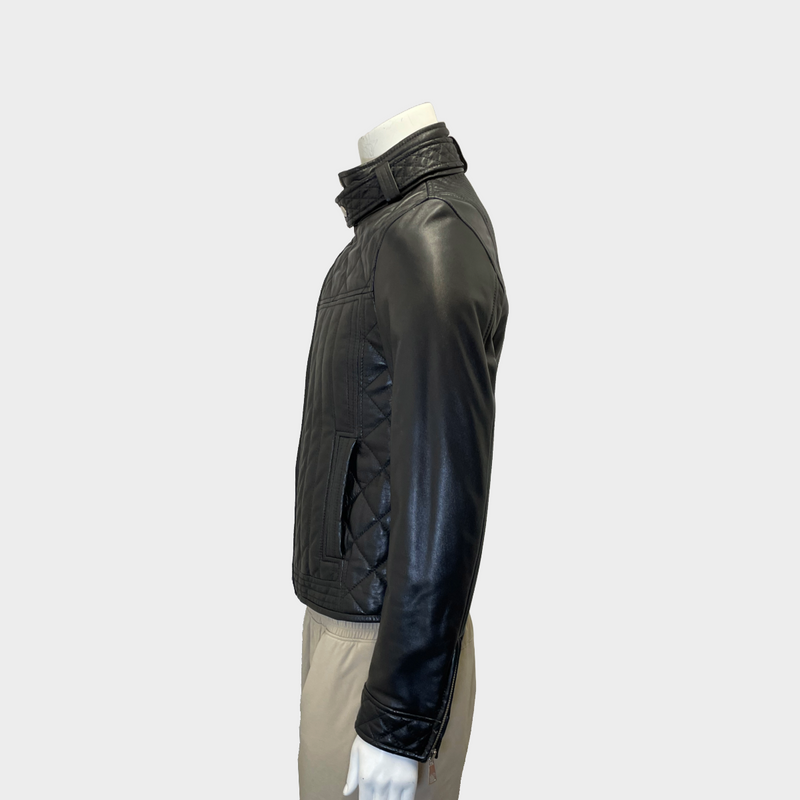 Dolce&Gabbana men's black lambskin leather biker jacket