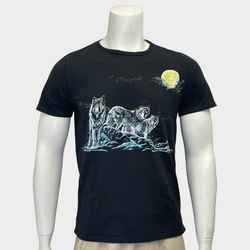 Saint Laurent men's black cotton wolves print T-shirt
