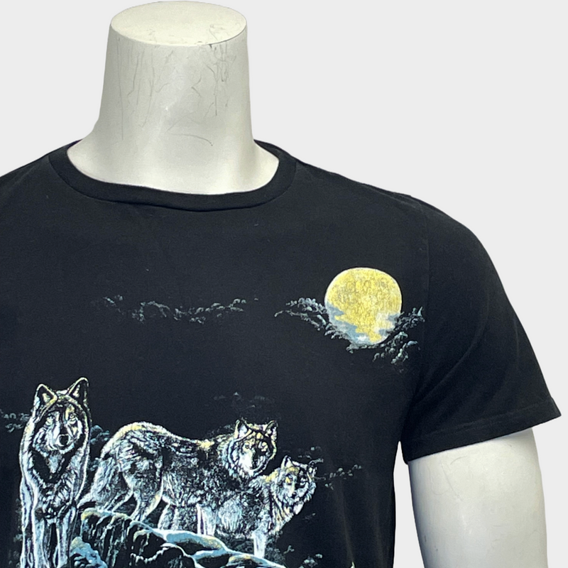 Saint Laurent men's black cotton wolves print T-shirt