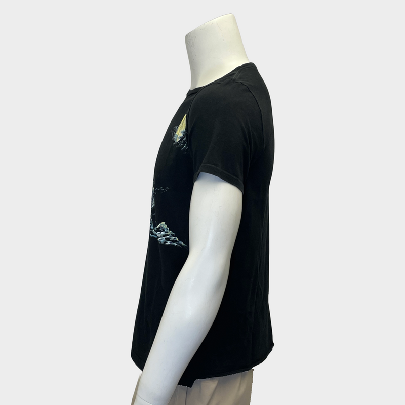 Saint Laurent men's black cotton wolves print T-shirt