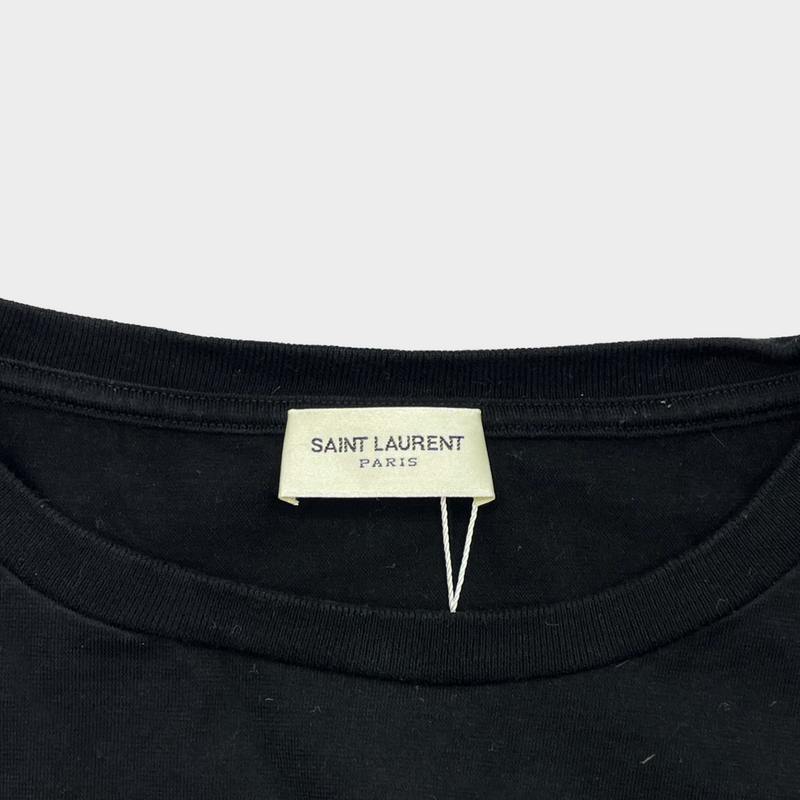 Saint Laurent men's black cotton wolves print T-shirt