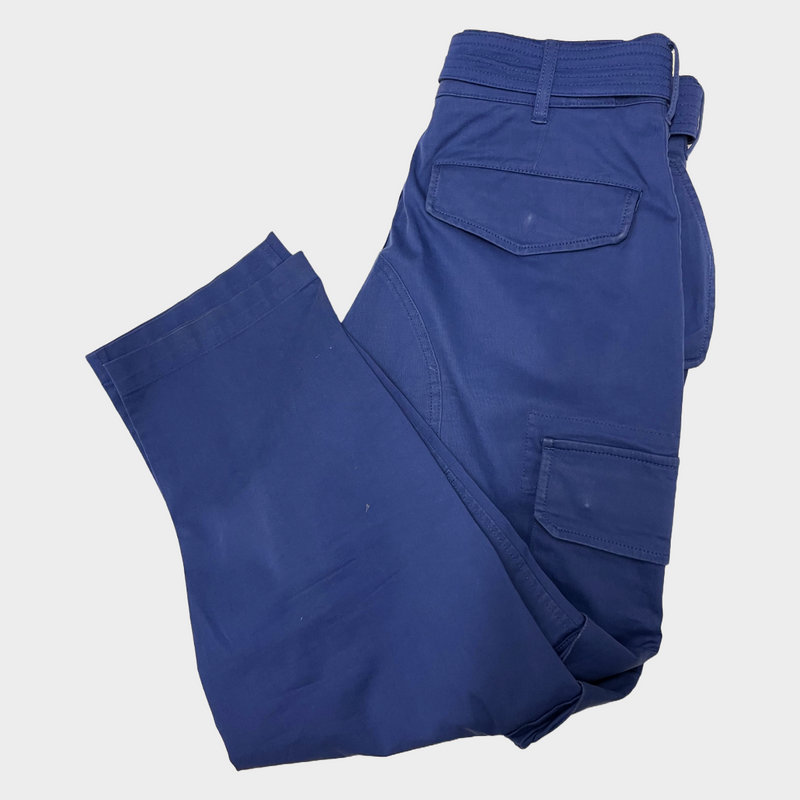 Pal Zileri men's blue cotton belted cargo trousers