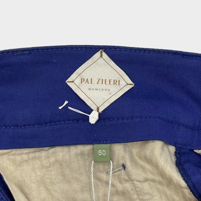 Pal Zileri men's blue cotton belted cargo trousers