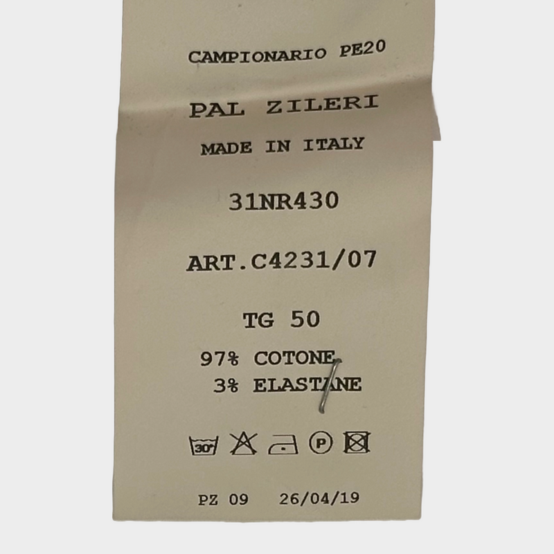 Pal Zileri men's blue cotton belted cargo trousers