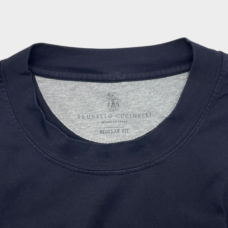 Brunello Cucinelli men's navy cotton logo t-shirt