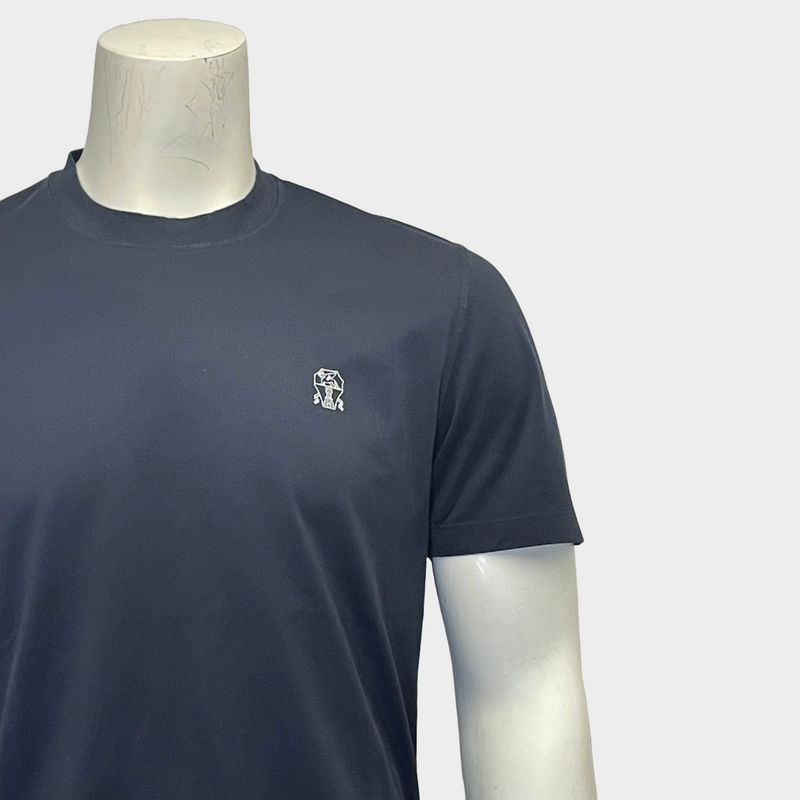 Brunello Cucinelli men's navy cotton logo t-shirt