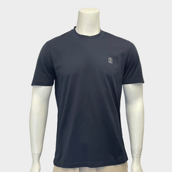 Brunello Cucinelli men's navy cotton logo t-shirt