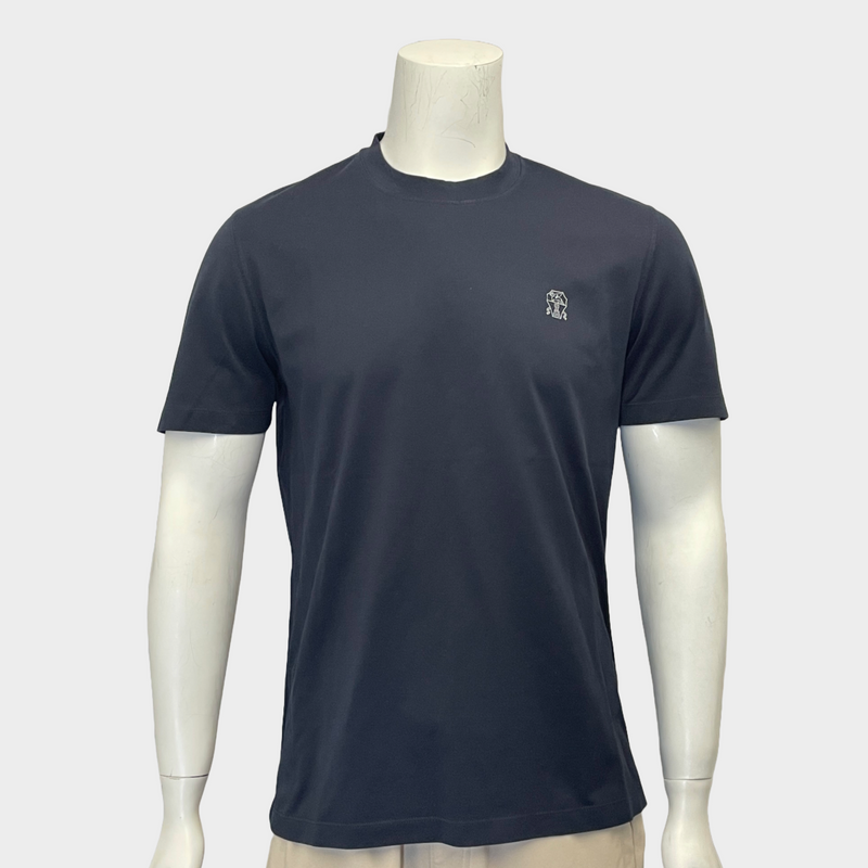 Brunello Cucinelli men's navy cotton logo t-shirt