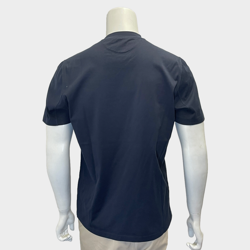 Brunello Cucinelli men's navy cotton logo t-shirt