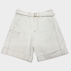 Emporio Armani men's white denim shorts with a belt