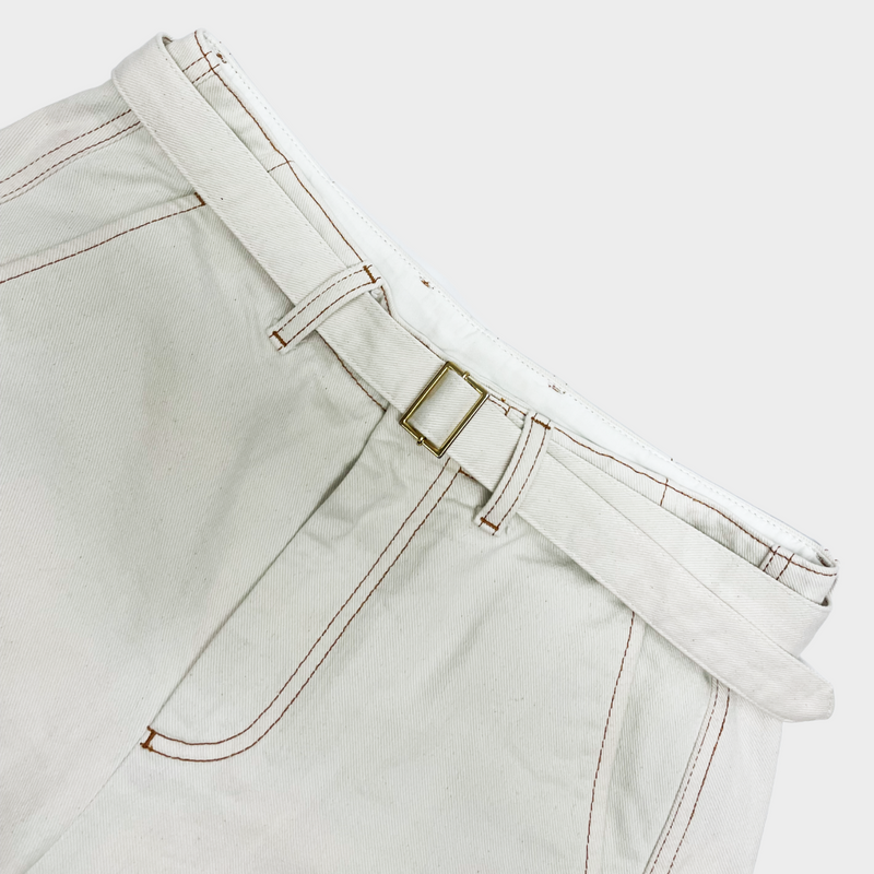 Emporio Armani men's white denim shorts with a belt