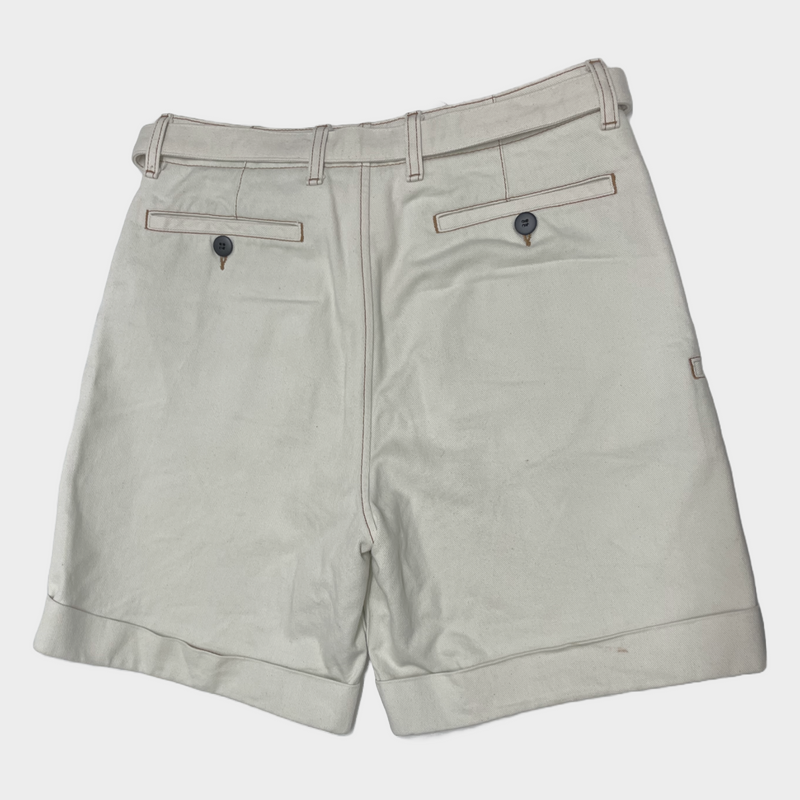 Emporio Armani men's white denim shorts with a belt