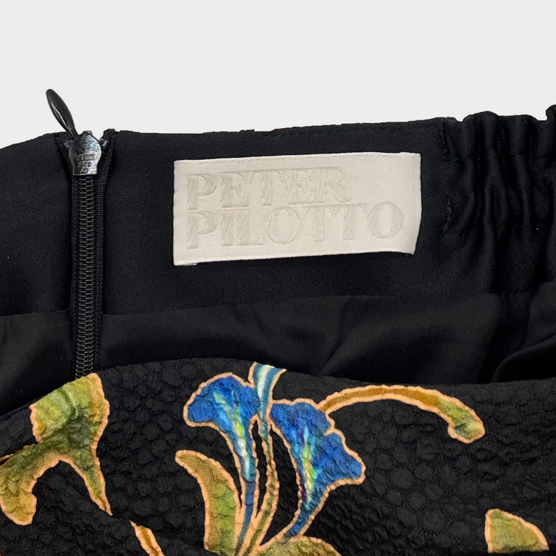 Peter Pilotto women's black and multicoloured floral print polyester midi skirt
