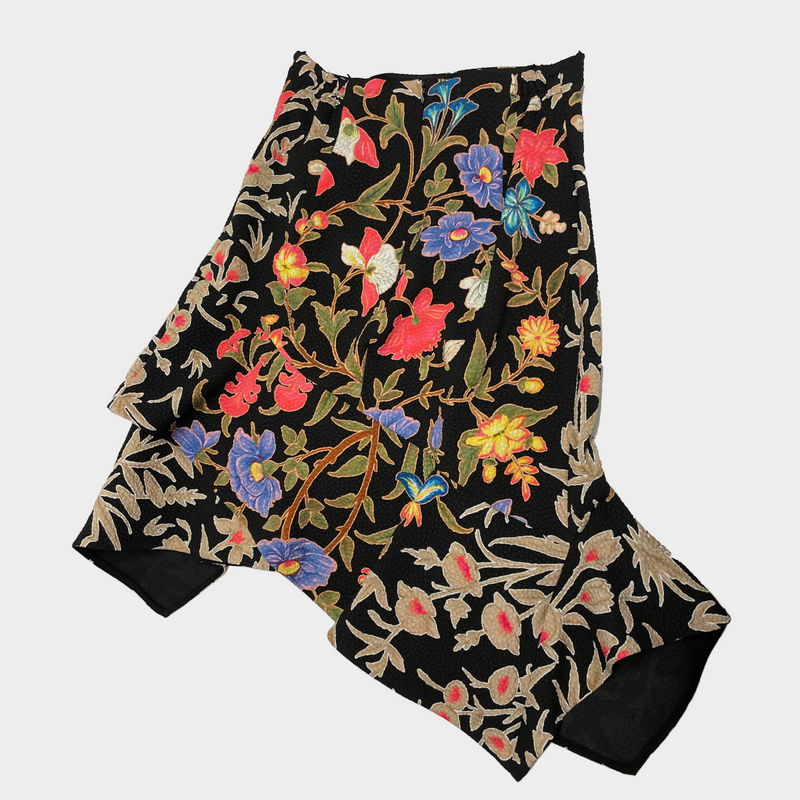 Peter Pilotto women's black and multicoloured floral print polyester midi skirt