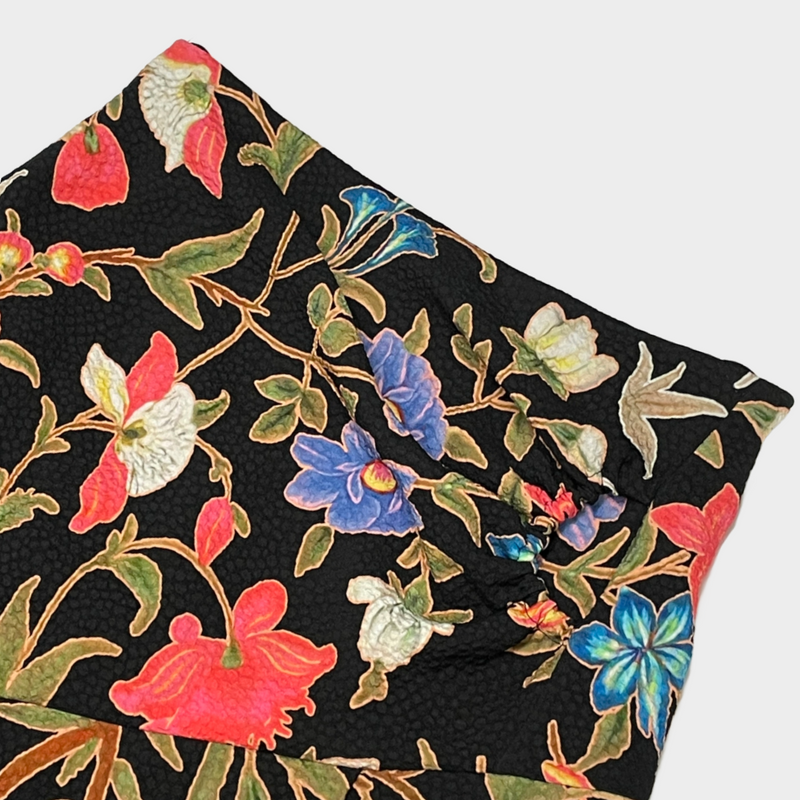 Peter Pilotto women's black and multicoloured floral print polyester midi skirt