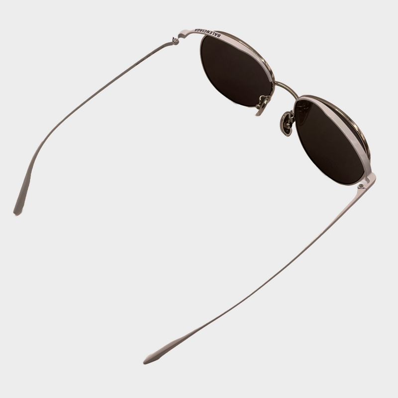 Balenciaga women's white rounded sunglasses