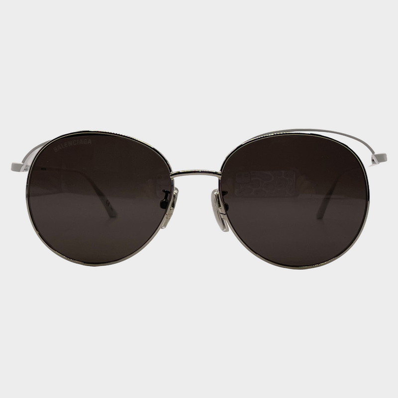 Balenciaga women's white rounded sunglasses