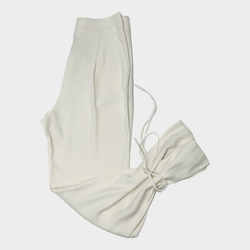 Erika Cavallini women's ecru viscose pants with leg ties