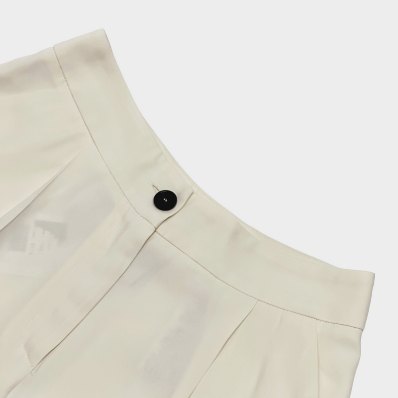 Erika Cavallini women's ecru viscose pants with leg ties