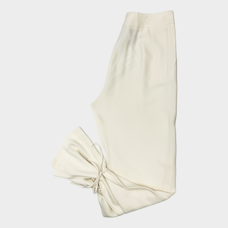 Erika Cavallini women's ecru viscose pants with leg ties