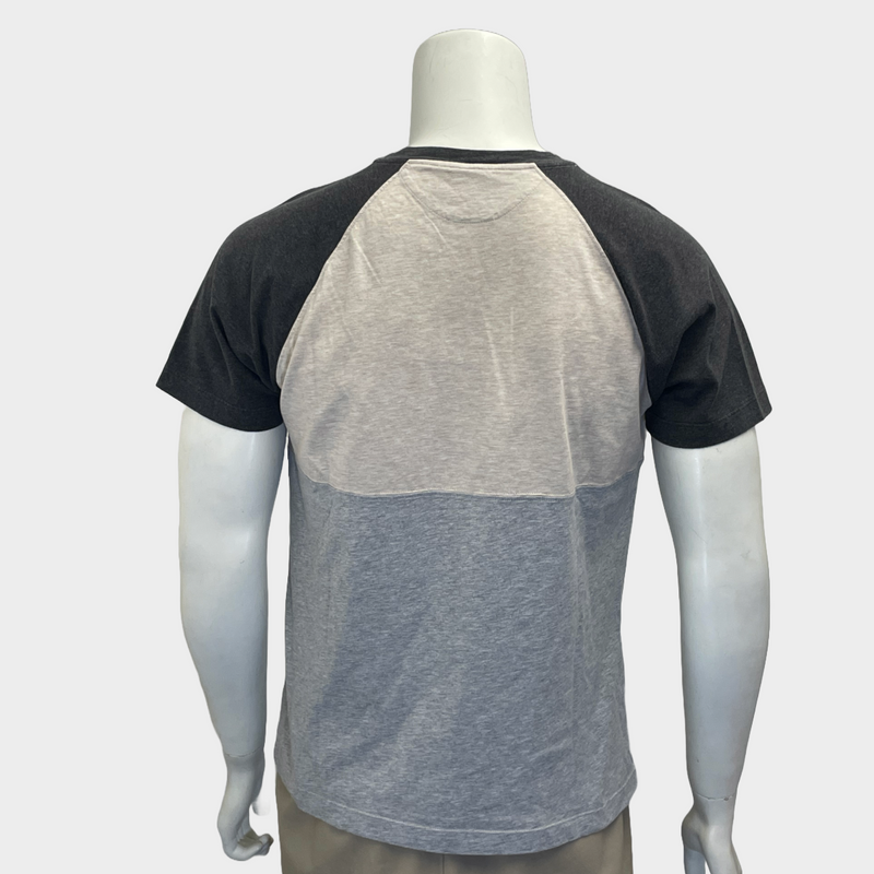 Brunello Cucinelli men's tri-colour ecru and navy cotton t-shirt
