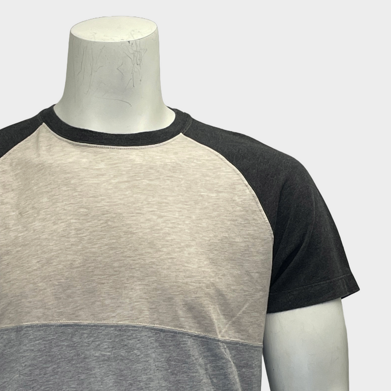 Brunello Cucinelli men's tri-colour ecru and navy cotton t-shirt