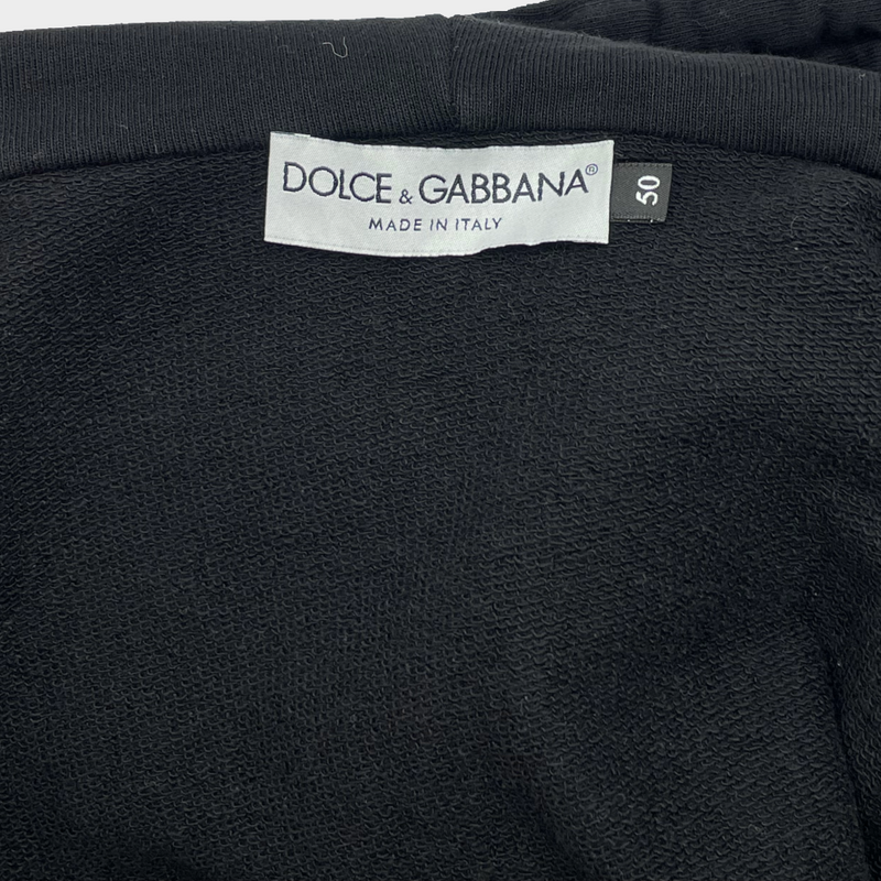 Dolce&Gabbana men's black cotton zip-up hoodie
