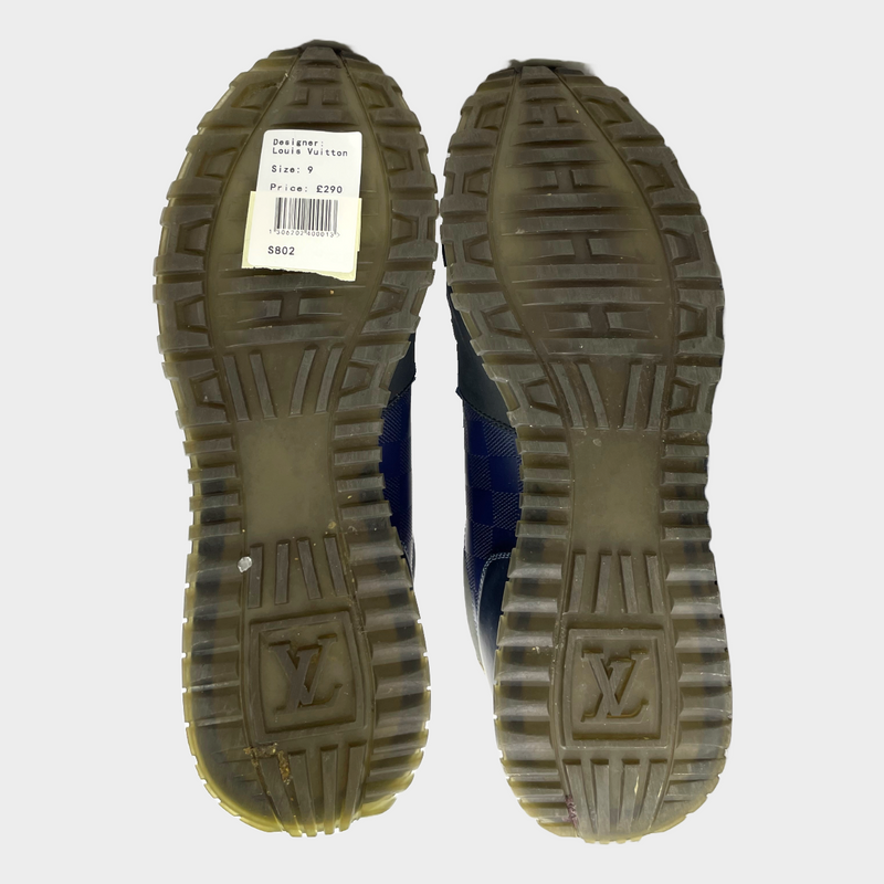 Louis Vuitton men's black and navy leather Run Away trainers
