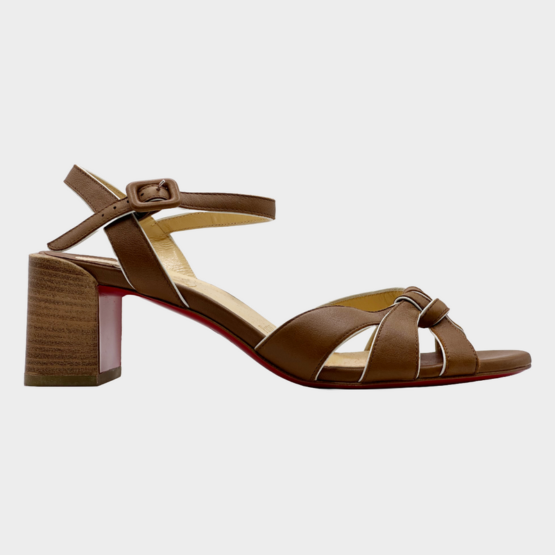 Christian Louboutin brown leather sandals with block heels