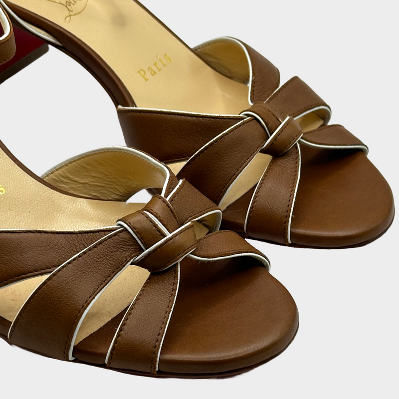 Christian Louboutin brown leather sandals with block heels