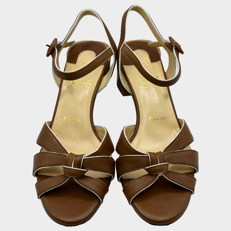 Christian Louboutin brown leather sandals with block heels